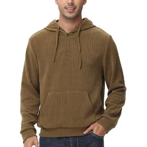 بلوفر رجالي من Tyhengta بقلنسوة محبوك من Henley بلوفر كاجوال بقلنسوة