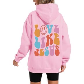 Wrenpies Christian Love Like Jesus Aesthetic Hoodies Oversized Graphic Preppy Sweatshirts for Women Faith Pullover Shirts Top
