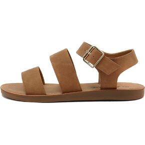 Soda COMING ~ Women Casual Open Toe Two Bands with Ankle Strap Fashion Slide Flat Sandal