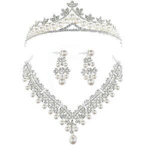 Ever Girl Bling Bride Hair Accessories Tiaras Earrings Necklace Wedding Sets