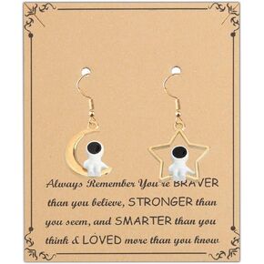 FUSTMW Astronaut Earrings Star Moon Spaceman Astronaut Dangle Earrings Astronomy Jewelry Space Lovers Gifts for Women Girls