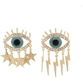 Eye Earrings for Women, Evil Eye Star Earrings for Girls, Thunder Lightning Bolt Dangle Earrings Hypoallergenic, Cute Eye Earrings Studs, Eye Jewelry Gifts Funny Earrings