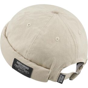 CLAPE Brimless Caps Soft Cotton Worker Cap Rolled Cuff Harbour Hat No Visor Sailor Fisherman Leon Hat