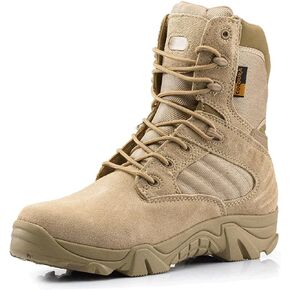 Zivopah Mens tactical boots combat boots 8 Inches work boots for men Durable Side Zipper Military Boots Suede Lightweight Boots
