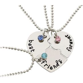 ShiQiao Spl BFF Necklace for 3 Girls Best Friend Birthday Gifts for Bestie Gifts for Women Matching Friendship Necklace 3 Pcs