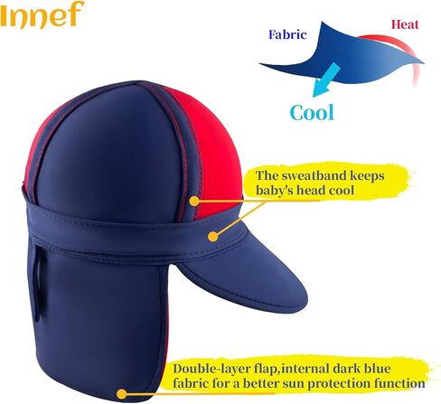 Kids Legionnaires Hat, UPF 50+ Sun Protection Swim Cap Flap Hat for Kids, Quick Drying Sun Hat for Beach Seaside in Saudi Arabia