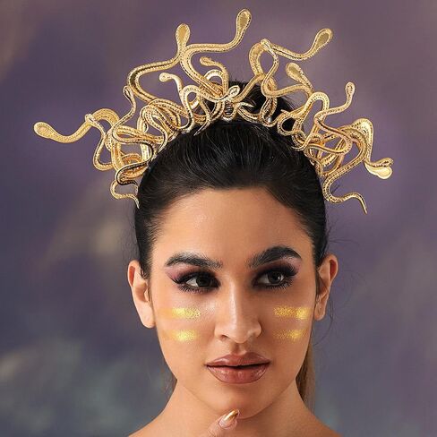 عصابة رأس على شكل ثعبان من بريني، قطعة رأس إلهة ذهبية، غطاء رأس لحفلات الهالوين والمهرجانات، إكسسوارات للشعر للنساء والفتيات in Kuwait