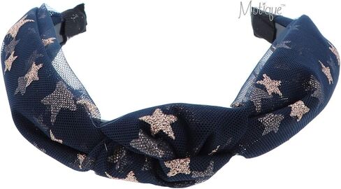 Motique Accessories Gold Starry Holiday Headband Tulle Turban Knot Headband For Women and Girls - Black in Saudi Arabia