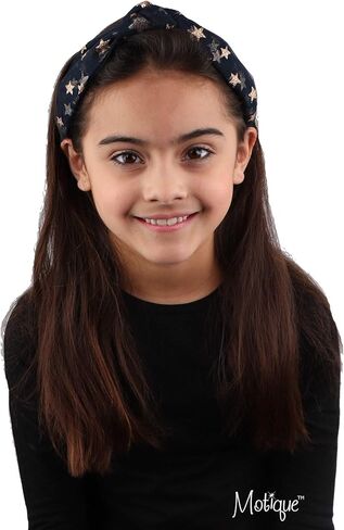 Motique Accessories Gold Starry Holiday Headband Tulle Turban Knot Headband For Women and Girls - Black in Saudi Arabia