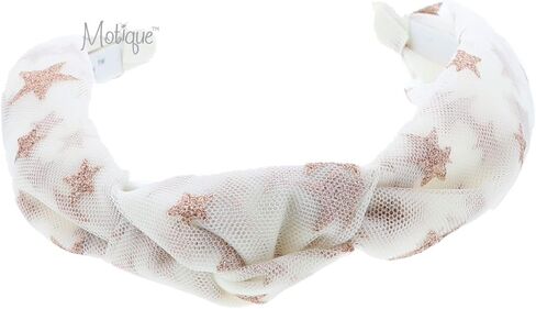 Motique Accessories Gold Starry Holiday Headband Tulle Turban Knot Headband For Women and Girls - Black in Saudi Arabia