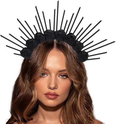 Halo Crown Headpiece Goddess Headbands Spiked Sunburst Hair Band Halloween Costume Hair Accessory for Women and Girls in Kuwait