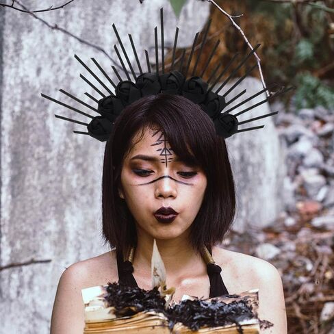 Halo Crown Headpiece Goddess Headbands Spiked Sunburst Hair Band Halloween Costume Hair Accessory for Women and Girls in Kuwait