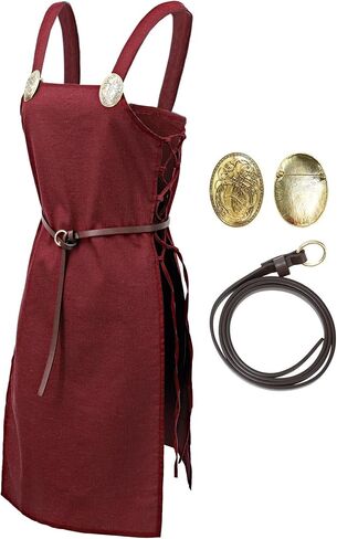 PROCOS Pirate Strappy Apron for Women Medieval Vintage Linen Lace Up Overdress Ren Faire Costume in Kuwait