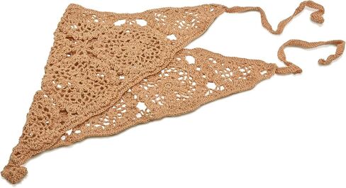 AeraVida Vintage Brown Headband Floral Crochet Bandana Cotton Hair Scarf of Kerchief | Womens Kerchief | Hair Bandanas for Women | Gift for Women in Saudi Arabia