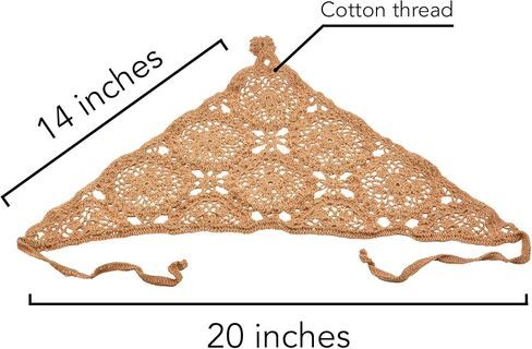 AeraVida Vintage Brown Headband Floral Crochet Bandana Cotton Hair Scarf of Kerchief | Womens Kerchief | Hair Bandanas for Women | Gift for Women in Saudi Arabia