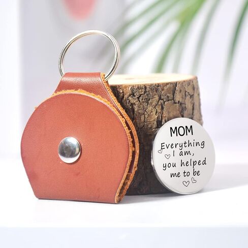 هدية تذكارية بعبارة «Everything I am Pocket Hug Token Token للأم، تذكار للعلاقات بعيدة المدى من الستانلس ستيل، هدية ملهمة مزدوجة الجوانب مع سلسلة مفاتيح من جلد البولي يوريثين للام من الابنة والابن in Saudi Arabia