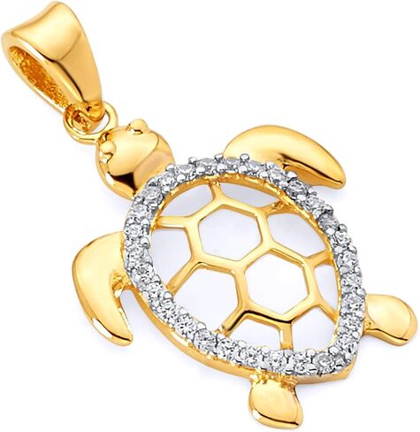 The World Jewelry Center 14k REAL Two Tone Gold Turtle Charm Pendant (Size : 24 x 14 mm) in Saudi Arabia