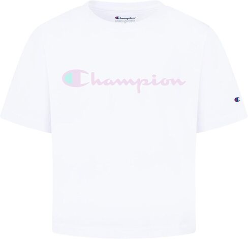 تي شيرت Champion Girl's Boxy Original Script بأكمام قصيرة (للأطفال الكبار) in Saudi Arabia