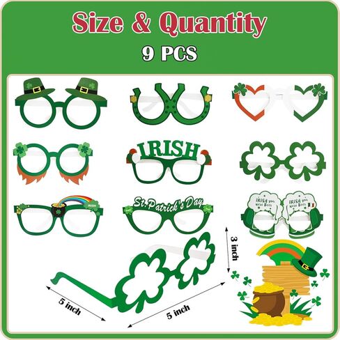Leesgel St Patricks Day Accessories for Women Kids, Shamrock St Patricks Day Glasses, Saint Patricks Day St Patrick's Day Decorations Decor St Pattys Day Accessories Costume in Kuwait