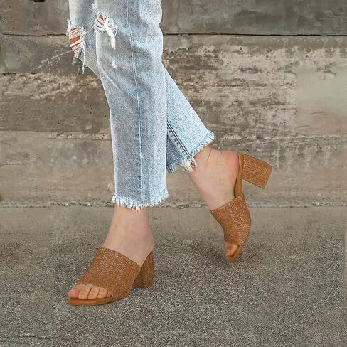 صنادل Ancomafio بكعب عالٍ للنساء، صنادل إسبادريل منزلق، صنادل مربعة من الأمام بكعب عالٍ مكتنز، أحذية صيفية أنيقة للاستخدام في الهواء الطلق سهلة الارتداء للحفلات in Kuwait