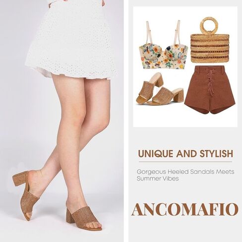 صنادل Ancomafio بكعب عالٍ للنساء، صنادل إسبادريل منزلق، صنادل مربعة من الأمام بكعب عالٍ مكتنز، أحذية صيفية أنيقة للاستخدام في الهواء الطلق سهلة الارتداء للحفلات in Kuwait