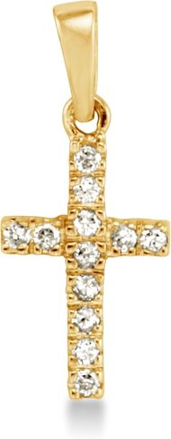 Sonia Jewels Solid 14K Yellow Gold Small Tiny Classic Cross Highest Quality Round Shape Brilliant Cut CZ Ladies Pendant Charm (Height = 1/2", Width = 1/4") in Saudi Arabia