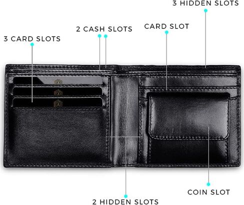 Arista Vault Men's Wallet Slim Minimalist Smart Bifold Multi Storage Wallet with RFID Blocking, Card Slots, ID Slot, Genuine Leather Wallet, 11.5x8.5x1 Inch, Black in Saudi Arabia