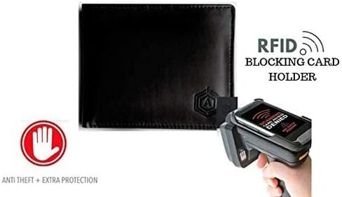 Arista Vault Men's Wallet Slim Minimalist Smart Bifold Multi Storage Wallet with RFID Blocking, Card Slots, ID Slot, Genuine Leather Wallet, 11.5x8.5x1 Inch, Black in Saudi Arabia
