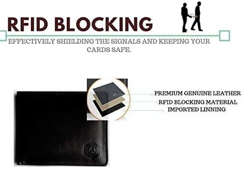 Arista Vault Men's Wallet Slim Minimalist Smart Bifold Multi Storage Wallet with RFID Blocking, Card Slots, ID Slot, Genuine Leather Wallet, 11.5x8.5x1 Inch, Black in Saudi Arabia
