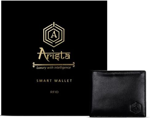 Arista Vault Men's Wallet Slim Minimalist Smart Bifold Multi Storage Wallet with RFID Blocking, Card Slots, ID Slot, Genuine Leather Wallet, 11.5x8.5x1 Inch, Black in Saudi Arabia