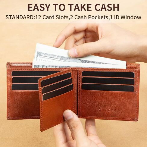 Men's Real Leather RFID Blocking Bifold Wallet Stylish Anti Theft Security (Brown-02) in Saudi Arabia