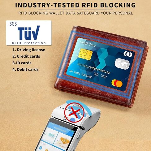 Men's Real Leather RFID Blocking Bifold Wallet Stylish Anti Theft Security (Brown-02) in Saudi Arabia