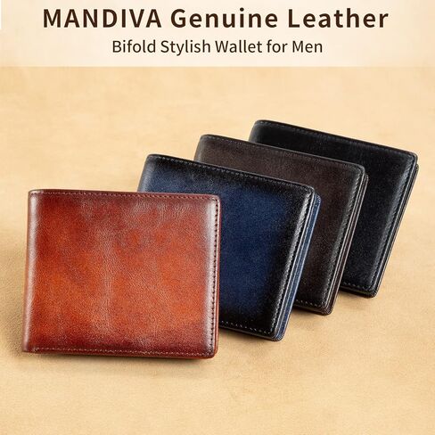 Men's Real Leather RFID Blocking Bifold Wallet Stylish Anti Theft Security (Brown-02) in Saudi Arabia