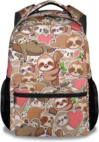 حقيبة ظهر Mercuryelf Sloth للبنات والأولاد، حقائب ظهر بنية مقاس 16 بوصة للسفر المدرسي، حقيبة كتب لطيفة خفيفة الوزن للأطفال in Kuwait