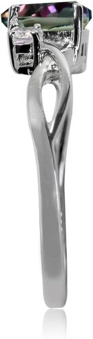 Silvershake 7x5mm شكل بيضاوي أبيض مطلي بالذهب 925 خاتم خطوبة من الفضة الاسترليني in Kuwait