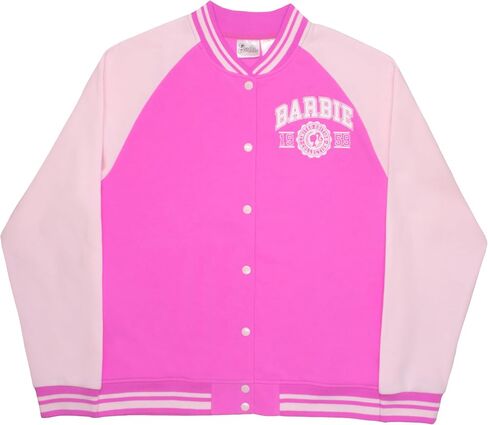 Barbie Collegiate Logo Let’s Go Womens Bomber Jacket, Button-Down Varsity Jacket for Adults in Saudi Arabia