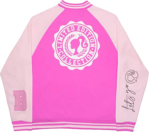 Barbie Collegiate Logo Let’s Go Womens Bomber Jacket, Button-Down Varsity Jacket for Adults in Saudi Arabia
