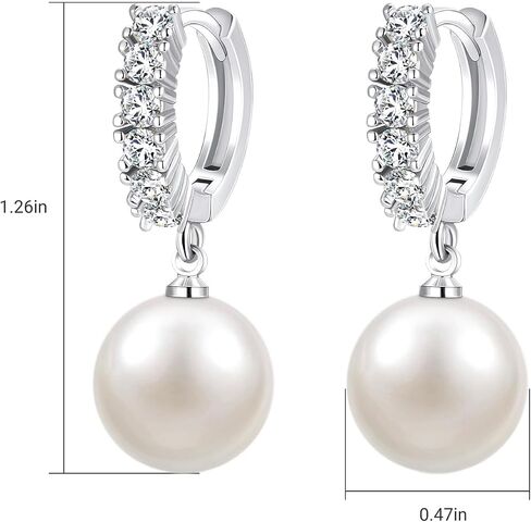 AiliFe Pearl Earrings for Women, Pearl Drop Dangle Earrings, 5A+ Cubic Zirconia Pearl Hoop Earrings Hypoallergenic Jewelry Gift for Ladies in Saudi Arabia