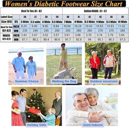 حذاء نسائي W&LESVAGO واسع العرض لمرضى السكري، خفيف الوزن ومريح للمشي للأقدام المصابة بالتورم في الأماكن المغلقة/الخارجية in Kuwait