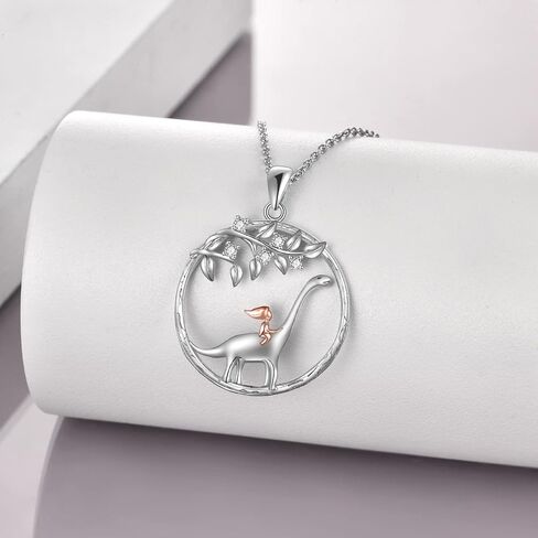 TIGER RIDER Dinosaur Necklace for Women 925 Sterling Silver The Girl and The Dinosaur Necklace, Tree of Life Necklace for Mother Daughter Dinosaur Jewelry Gifts in Saudi Arabia