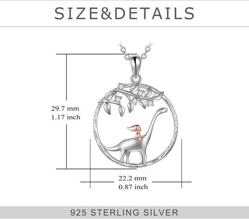 TIGER RIDER Dinosaur Necklace for Women 925 Sterling Silver The Girl and The Dinosaur Necklace, Tree of Life Necklace for Mother Daughter Dinosaur Jewelry Gifts in Saudi Arabia