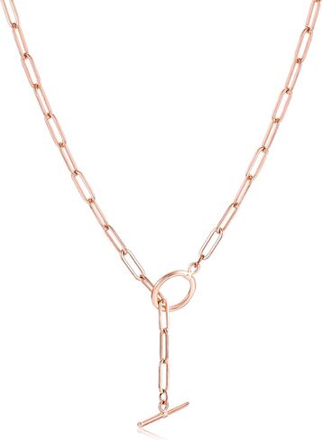 BVGA مشبك ورق سلسلة قلادة قلادة تبديل المشبك بسيط Y قلادة البيضاوي مستطيل ربط سلسلة قلادة طبقات للنساء الفتيات الذهب والفضة in Kuwait