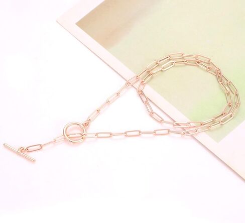 BVGA مشبك ورق سلسلة قلادة قلادة تبديل المشبك بسيط Y قلادة البيضاوي مستطيل ربط سلسلة قلادة طبقات للنساء الفتيات الذهب والفضة in Kuwait