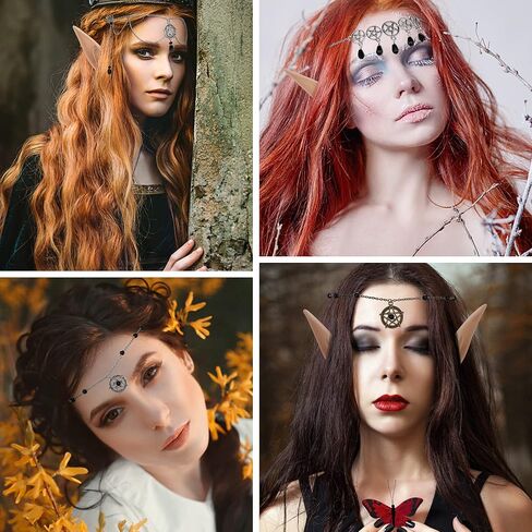 طقم غطاء للرأس بتصميم أذني قزم مع خماسية من فريش مي - عصابة رأس متدلية على شكل أذني قزم وسلسلة رأس من الخرز الكريستالي على شكل أذن in Kuwait