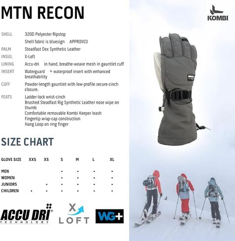 Kombi Mens MTN Recon Insulated Breathable Windproof Waterproof Winter Gloves for Skiing, Snowboarding & Winter Sports in Saudi Arabia