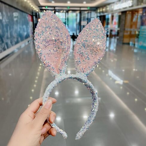 اييجيليو مجموعة زي تنكري على شكل اذني ارنب عيد الفصح، راس ارنب ابيض من الترتر، ذيل انف ارنب، اكسسوار تنكري للهالوين وعيد الفصح للفتيات والنساء in Kuwait