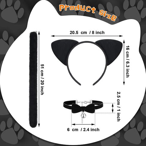 Hotop 4 Pcs Halloween Girls Cat Costume Set Cat Ears Headband Tail Bow Tie Tutu Skirt for Kitty Halloween Dress up Party in Saudi Arabia