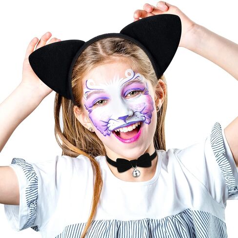 Hotop 4 Pcs Halloween Girls Cat Costume Set Cat Ears Headband Tail Bow Tie Tutu Skirt for Kitty Halloween Dress up Party in Saudi Arabia