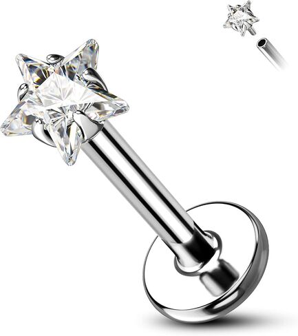 G23 التيتانيوم Labret مسمار 16G ميدوسا الشفاه ثقب 8MM داخليا الخيوط الغضروف اللولب الزنمة القرط شقة الظهر مونرو ثقب المجوهرات الجراحية الصلب in Kuwait