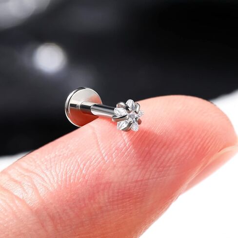 G23 التيتانيوم Labret مسمار 16G ميدوسا الشفاه ثقب 8MM داخليا الخيوط الغضروف اللولب الزنمة القرط شقة الظهر مونرو ثقب المجوهرات الجراحية الصلب in Kuwait